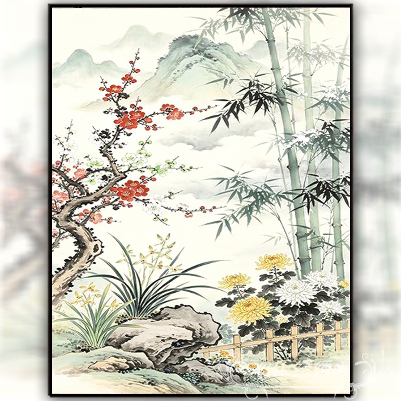 高端十字绣满绣2026新款中式梅兰竹菊刺绣diy手工礼物钻石画满钻