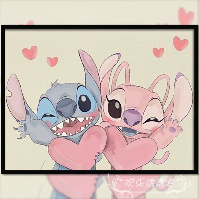 钻石画满钻卡通动物史迪仔安琪恋人爱心房间客厅儿童点贴钻十字绣
