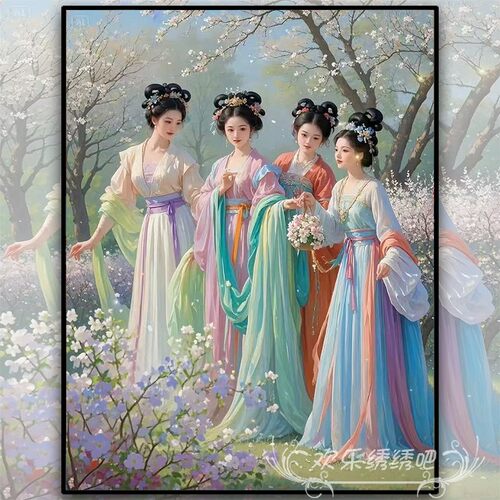 高颜值十字绣2026新款满绣古风美女游园简单diy自制刺绣钻石贴画
