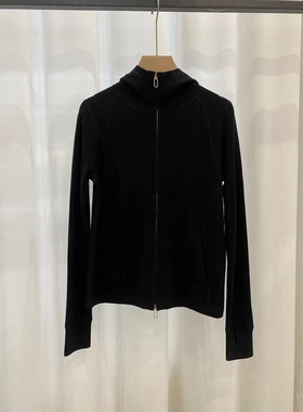 Wool cardigan     80支精纺羊毛瑜伽休闲连帽拉链套手指针织外套