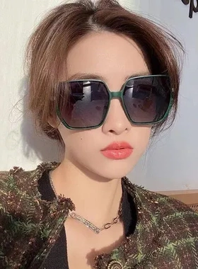 大框磨砂2023TR框架偏光太阳镜防紫外线圆脸显瘦框砂新款绿质感