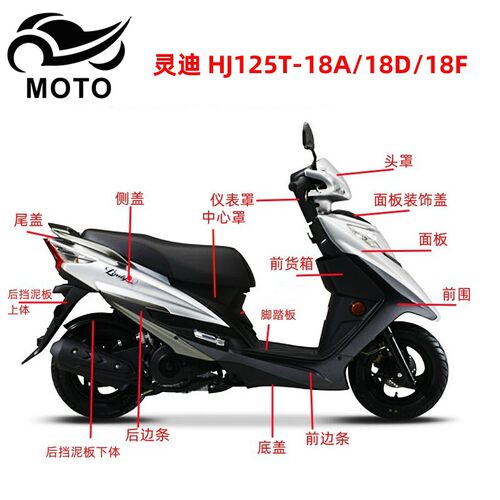 适用豪爵灵迪HJ125T-18A/18D/18F原装前面板前围边条头罩灯箱外壳