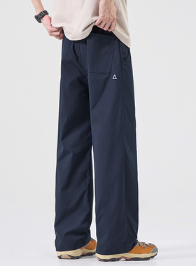 Summer Men Loose WideLeg Pants Elastic Waist Casual Trousers