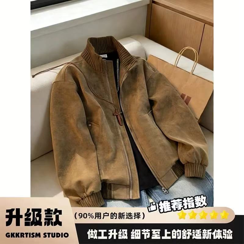 PU皮衣机车服男皮衣立领美式复古图片