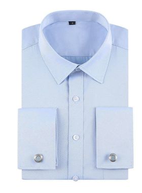 Mens French Cuff Dress Shirt Long Sleeve Formal Business Top