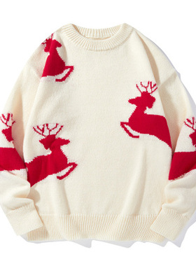 MenWomen Christmas Deer Sweater Knitted Jumper Pullover Xmas