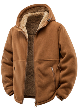 Men's Hooded Fleece Jacket Autumn Winter Thickened Warm Coat