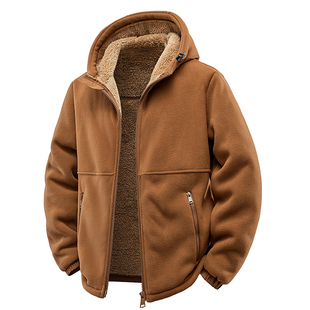 Fleece Jacket Warm Coat Thickened Hooded Winter Men Autumn