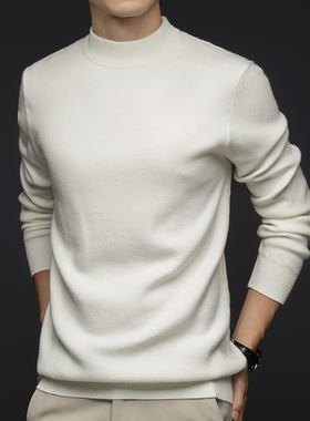 Men Semi-turtleneck Sweater Pullover Knitwear Base Layering