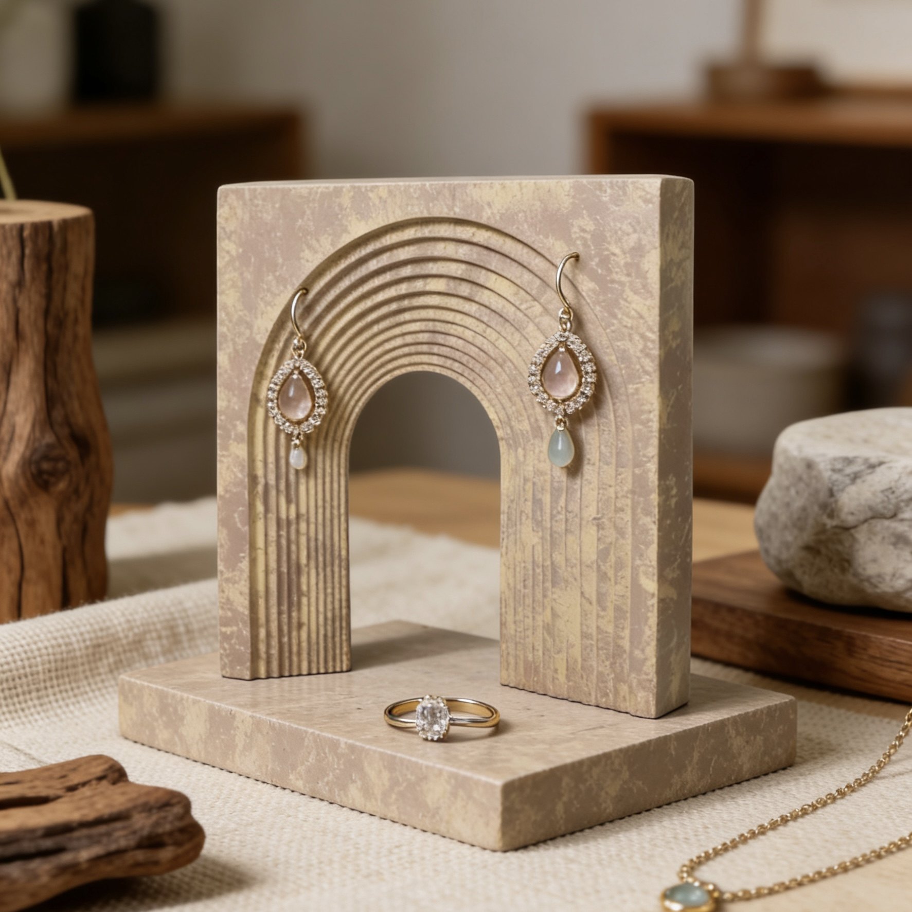 侘寂风女生卧室房间床头柜桌面边几电视柜放耳环项链首饰收纳盒子,收纳整理,首饰盒,淘宝优惠券,粉丝福利购,淘宝优惠卷