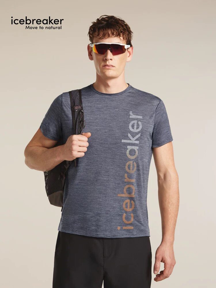 icebreaker美丽诺羊毛混纺男125Sphere吸湿排汗LOGO短袖T户外徒步