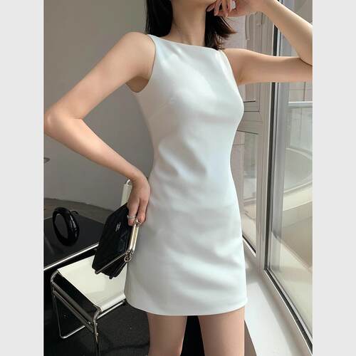 白色无袖背心裙女夏小个子绝美