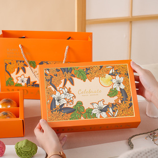 月桂中秋国风月饼礼盒包装盒6粒80克广式冰皮奶黄流心蛋黄酥空盒