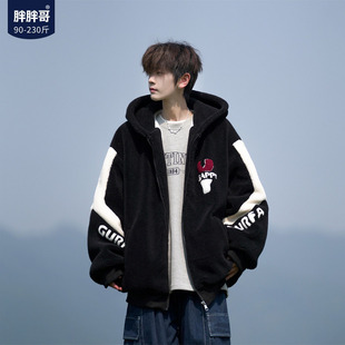 棉衣宽松大码 保暖加厚男生冬装 棉服 冬季 胖胖哥重磅羊羔绒外套男款