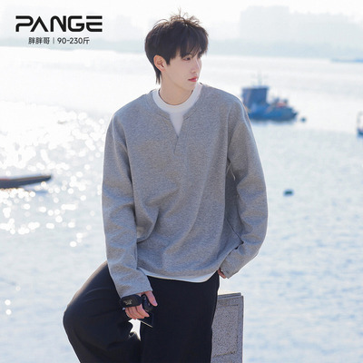 灰色常规款港风假两件百搭宽松