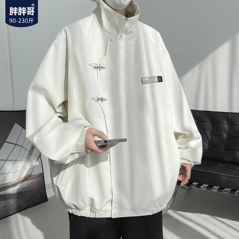 胖胖哥立领春季宽松冲锋衣外套