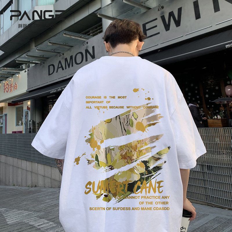 胖胖哥印花短袖T恤男夏季美式ins潮流半袖上衣大码宽松男生体恤