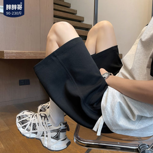 胖胖哥美式运动五分短裤男生夏季大码宽松健身篮球纯色休闲中裤子