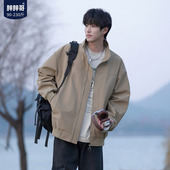 外套男款 胖胖哥美式 工装 高街立领棒球服宽松大码 飞行员夹克男春季