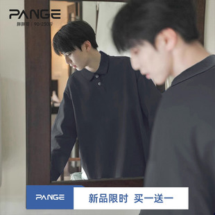 港风翻领卫衣内搭纯色打底衫 胖胖哥珠地网眼polo衫 新款 长袖 男秋季