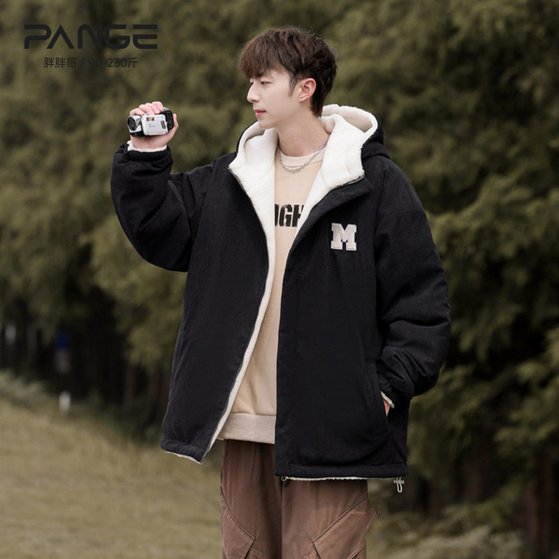 胖胖哥羊羔绒两面穿棉服外套男冬季新款大码宽松加绒加厚美式棉衣,男装,棉衣,淘宝优惠券,粉丝福利购,淘宝优惠卷