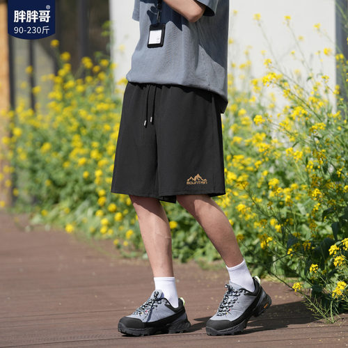 胖胖哥高山小标冰丝短裤男夏季宽松薄款透气大码速干沙滩五分裤潮