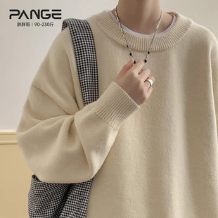 胖胖哥日系重磅毛衣男秋冬季新款纯色内搭针织衫慵懒感上衣潮