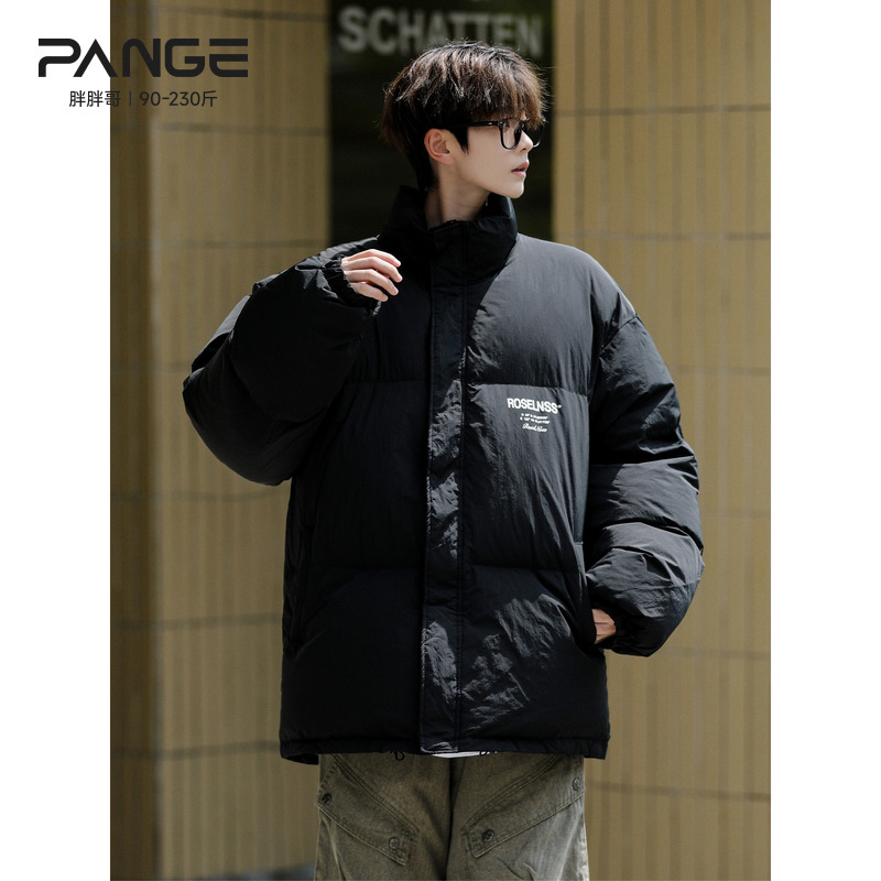 胖胖哥日系立领白鸭绒羽绒服男款冬季加厚大码宽松少年感男生外套