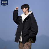 棉服 宽松棉衣男生冬装 胖胖哥双面穿羊羔绒外套男冬季 棉袄加厚大码