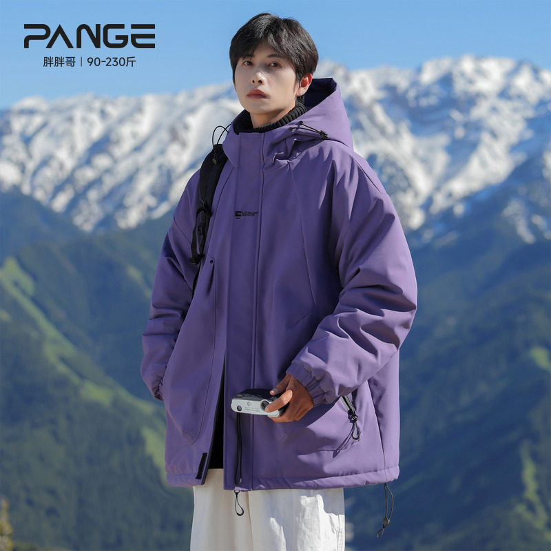 胖胖哥美式雪尼尔连帽棉服男士冬季宽松大码保暖酷飒棉衣休闲外套