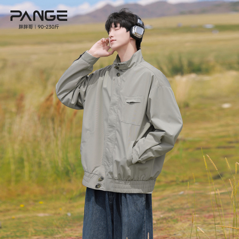 胖胖哥美式复古工装外套男款秋季休闲cleanfit大码宽松飞行夹克潮