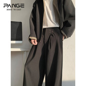 胖胖哥港风立体剪裁西裤 子 直筒阔腿高街运动长裤 男春季 宽松大码