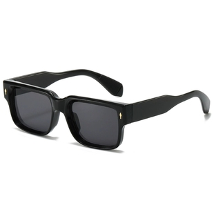 2025高级感小方框墨镜男美式 嘻哈复古眼镜豹纹框厚框防紫外线