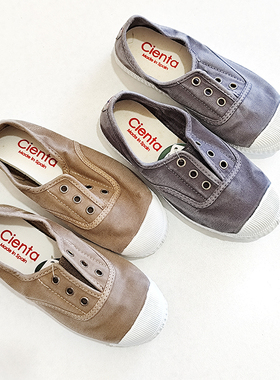 清仓现货西班牙Cienta儿童帆布鞋纯色软底一脚蹬香香鞋复古男女