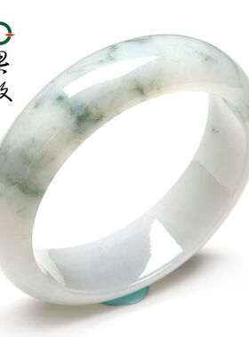 X26943果敢翡翠 56.8飘花翡翠手镯玉镯玉手镯缅甸A货玉石手镯