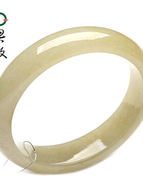 X26326果敢翡翠 53.6黄翡翡翠手镯玉镯贵妃镯缅甸A货玉石手镯