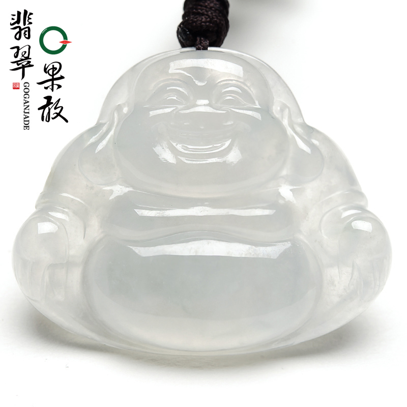 HT2840果敢翡翠 冰种翡翠弥勒佛挂件玉坠缅甸A货玉石佛公吊坠FZ