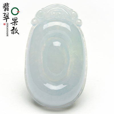 X14343果敢翡翠 糯冰翡翠福贝挂件玉坠缅甸A货玉石福在眼前吊坠SZ
