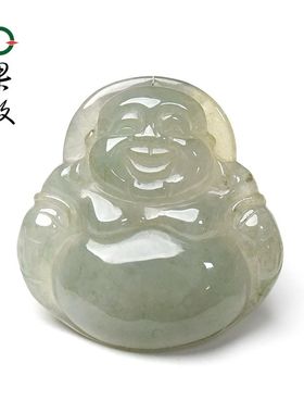 S3036果敢翡翠 油青翡翠佛公挂件弥勒佛玉坠缅甸A货玉石笑佛吊坠