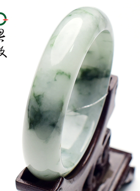 X27007果敢翡翠58.6mm 飘花天然缅甸A货翡翠手镯  玉手镯