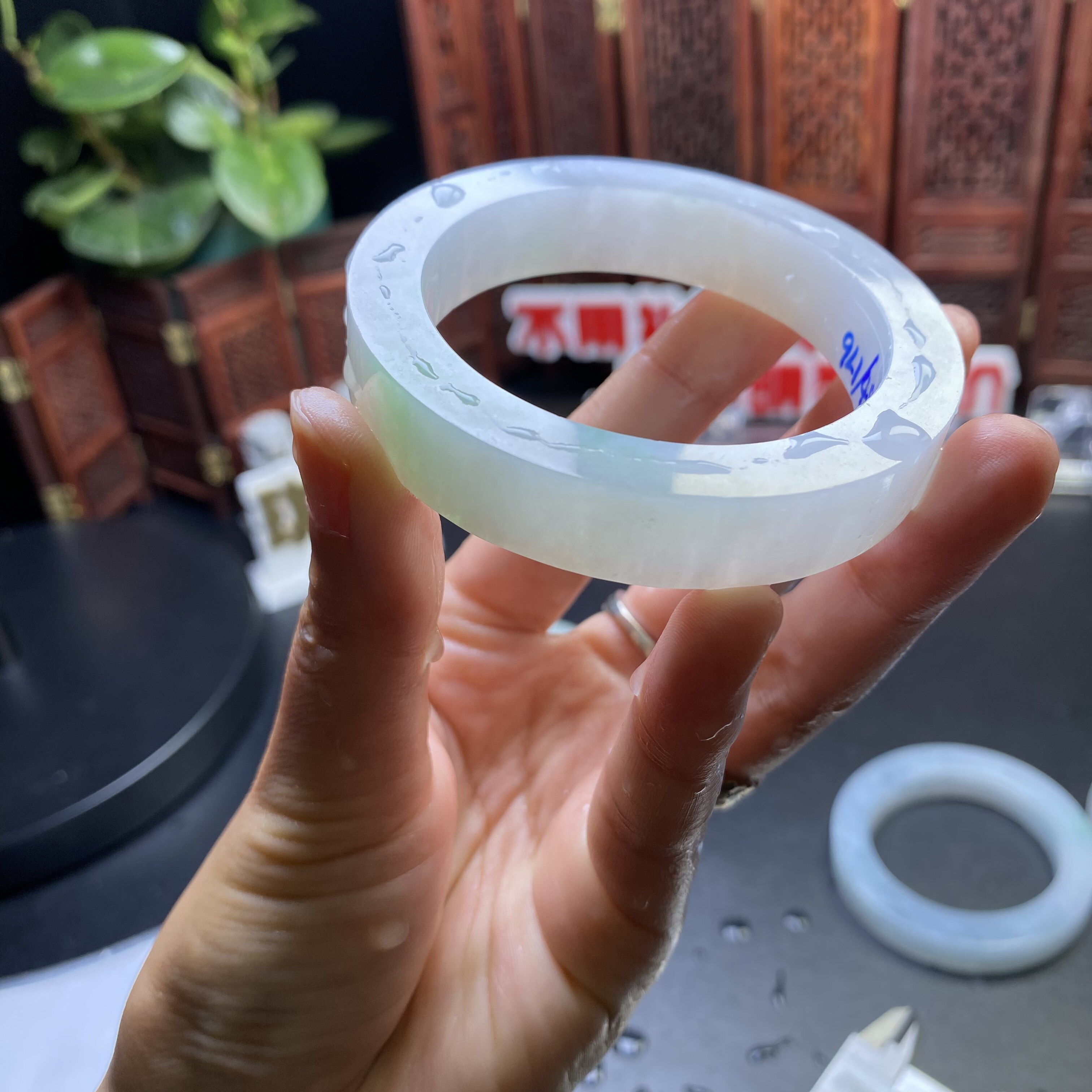9L1果敢翡翠 55 缅甸翡翠镯子玉石手镯玉镯定制 私自拍下无效