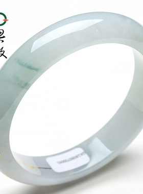 X24701果敢翡翠 58.1飘花翡翠手镯玉手镯缅甸A货玉石镶18K金玉镯