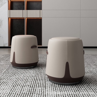 现代简约轻奢高圆凳北欧皮艺凳子茶台茶室卧室梳妆台高档化妆凳