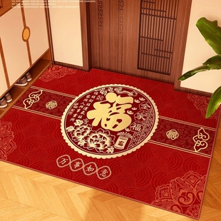 新年半圆形地垫入户门垫出入平安红地毯大门进门门口门外家用脚垫
