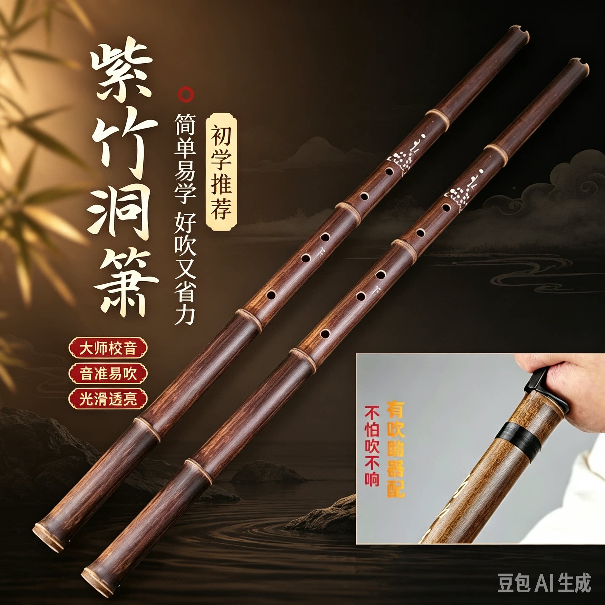 萧紫竹素箫笛长短款8孔g调成人专用正手f调6孔洞箫初学者入门乐器