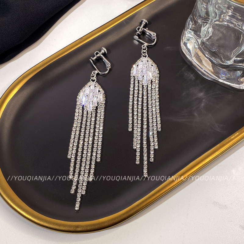 夸张流苏耳夹女无耳洞耳饰小众高级感显脸瘦耳坠夸张夜店超仙耳环