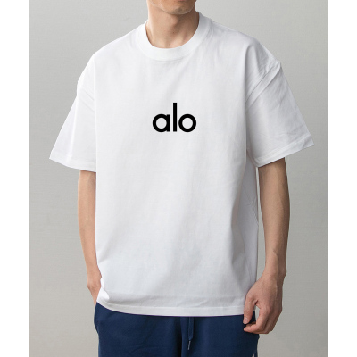 数码直喷 alo字母印花夏季情侣装纯棉短袖T恤男女体恤大码胖子