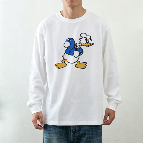 数码直喷 阔版~Donald Duck唐老鸭宽松打底衫长袖T恤男女全棉