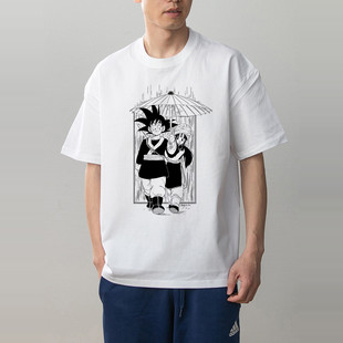 数码直喷 龙珠悟空琪琪幸福画面印花夏情侣装纯棉短袖T恤男女体恤