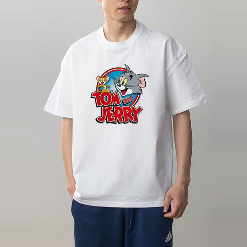 数码直喷 TOM JERRY猫和老鼠印花夏季情侣装纯棉短袖T恤男女体恤